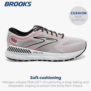 Brooks Ariel 23 GTS, Size 8 D, Grey/Black/Pink, Athletic Shoes, EUC